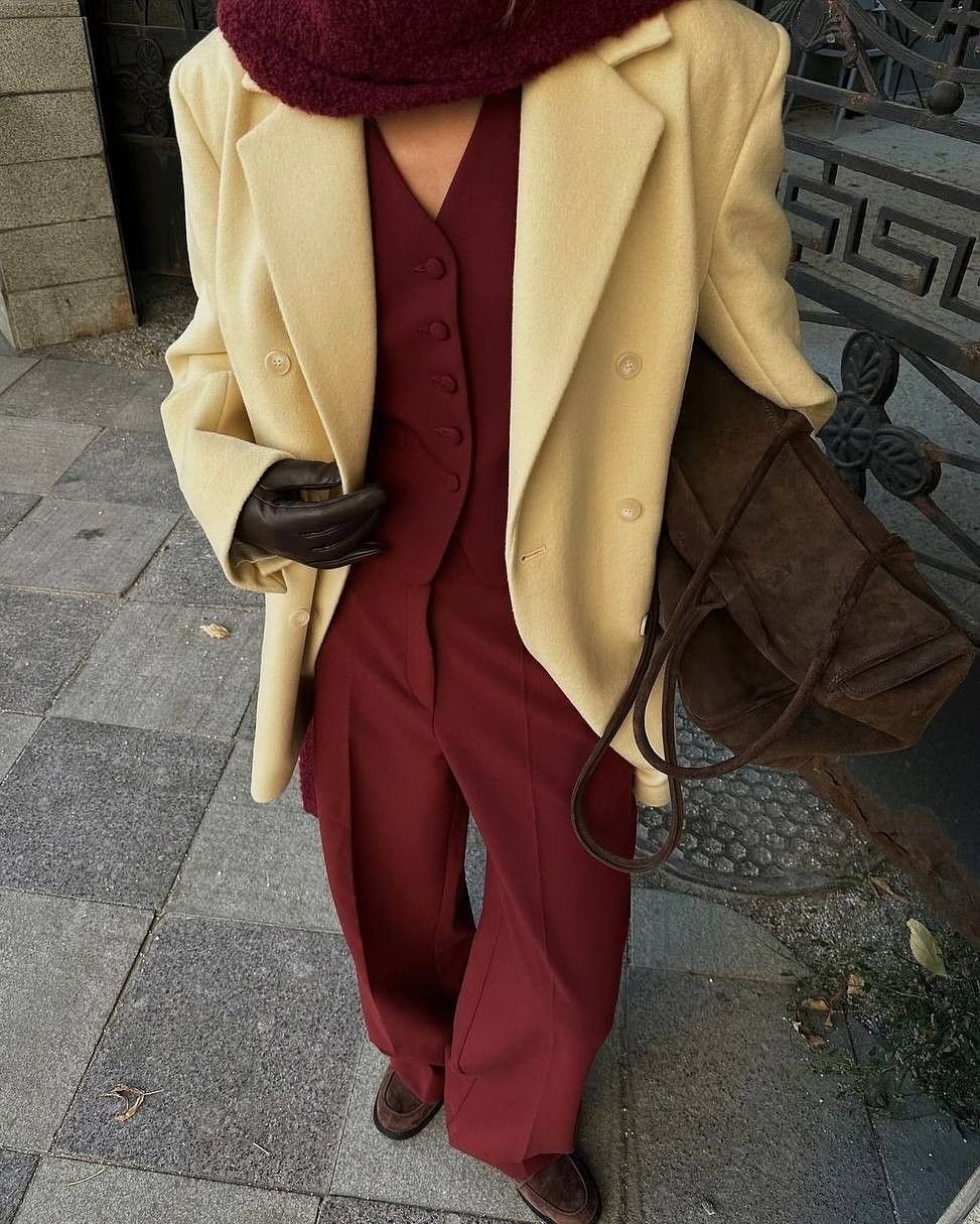 2. Butter Yellow & Burgundy