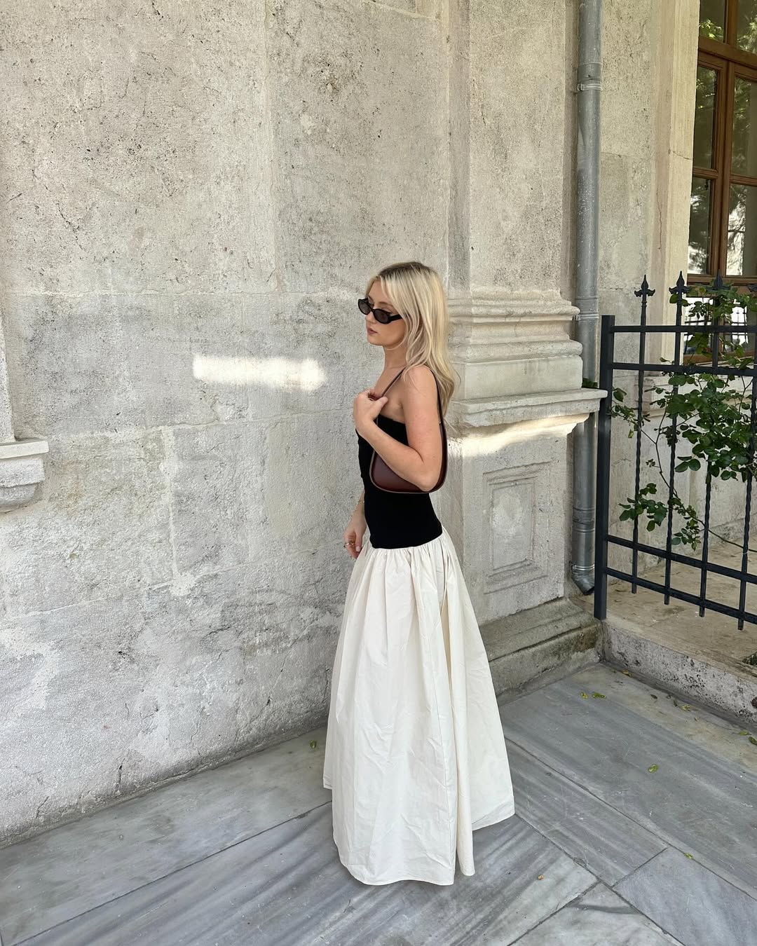 knee length dresses for ladies Cersei Off Shoulder Midi Dress - White Black Multi