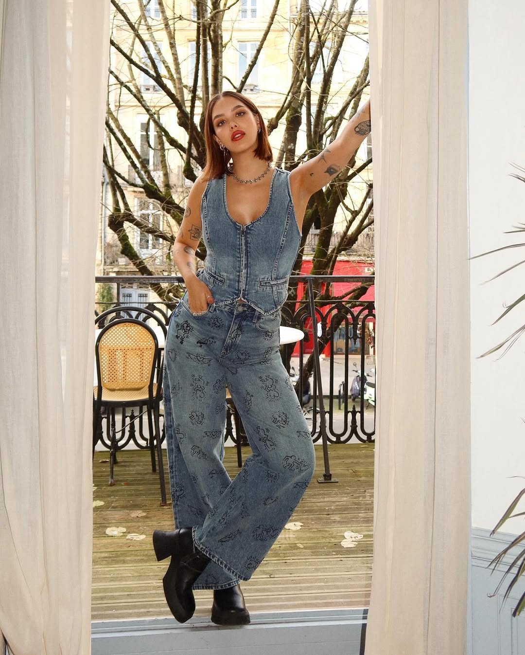 white christmas dresses Square Neck Button-Front Denim Dress main image 0
