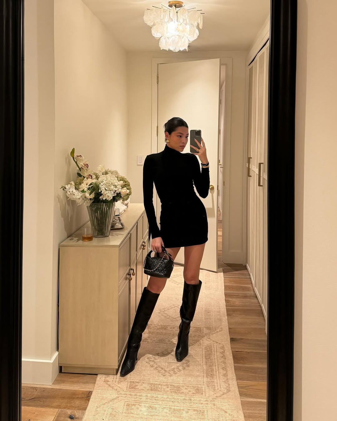 knee length dresses for ladies Turtleneck Short Dress