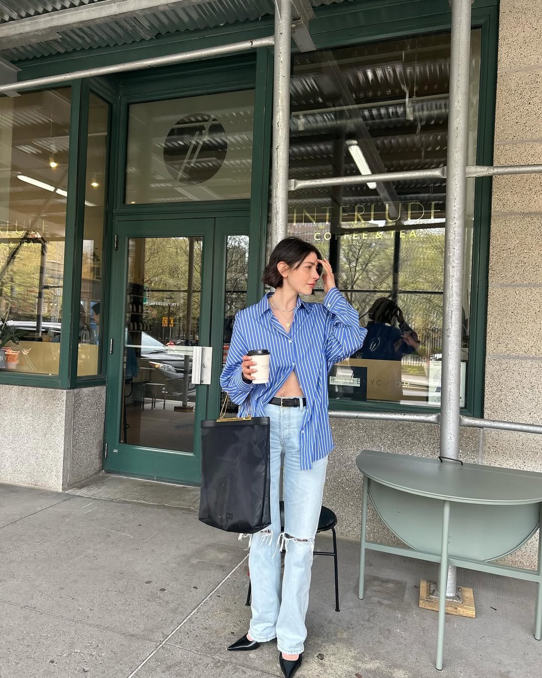 The Row Valene oversized striped silk shirt Plush