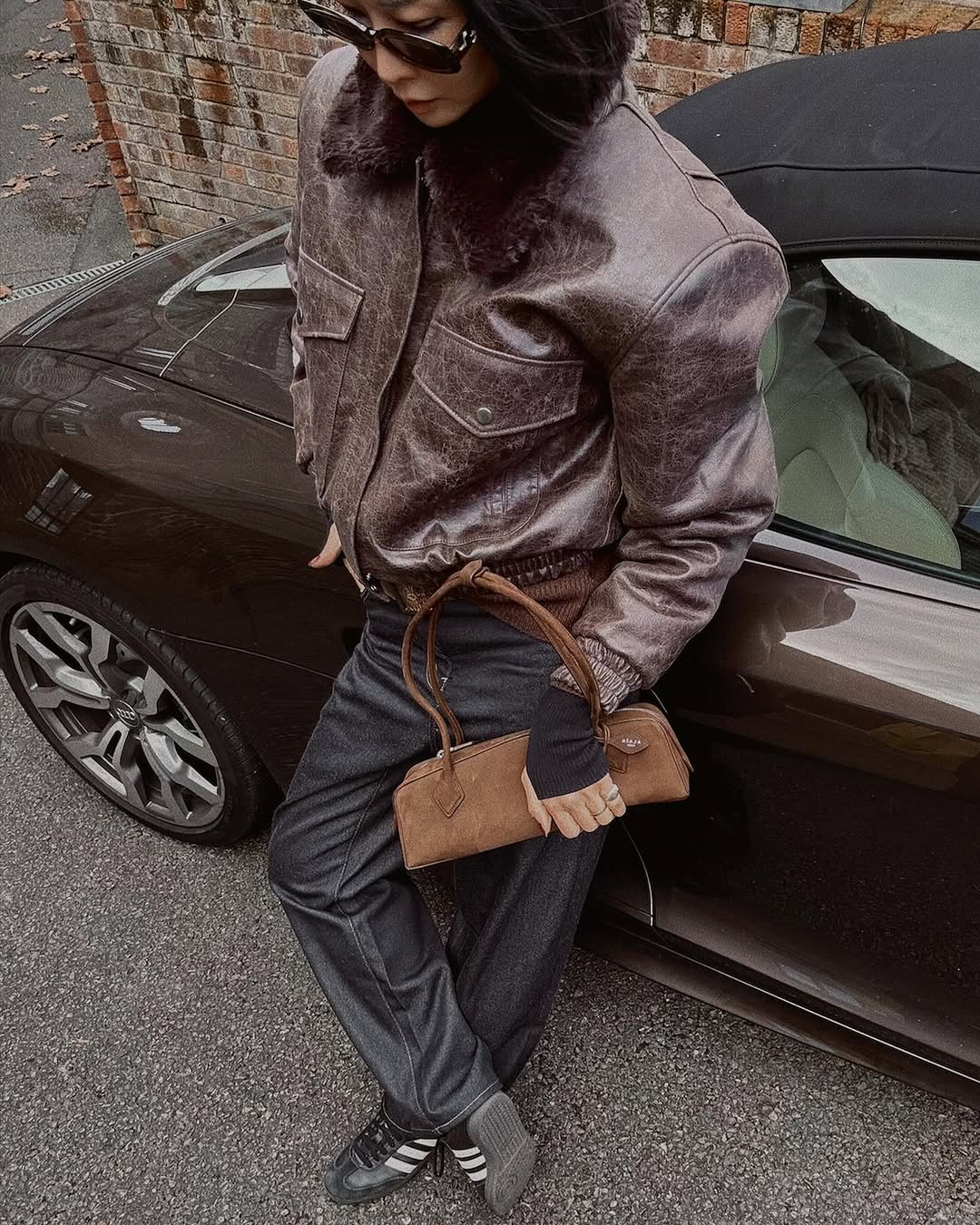R13 - Cropped Shrunken Zip Up Bomber Jacket | Plush