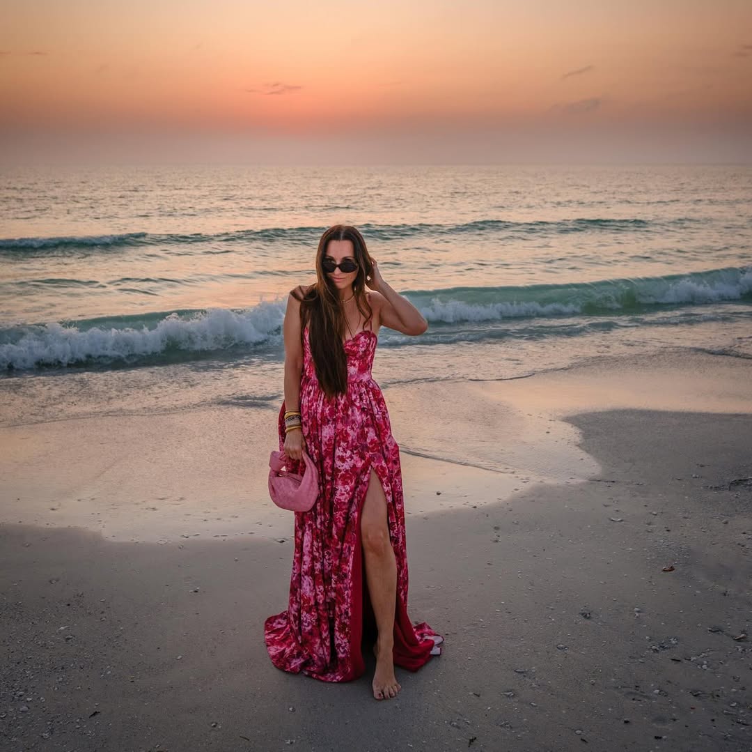 hot pink dress floral Hot Pink Floral Flounce Dress – Gabi Swimwear main image 0