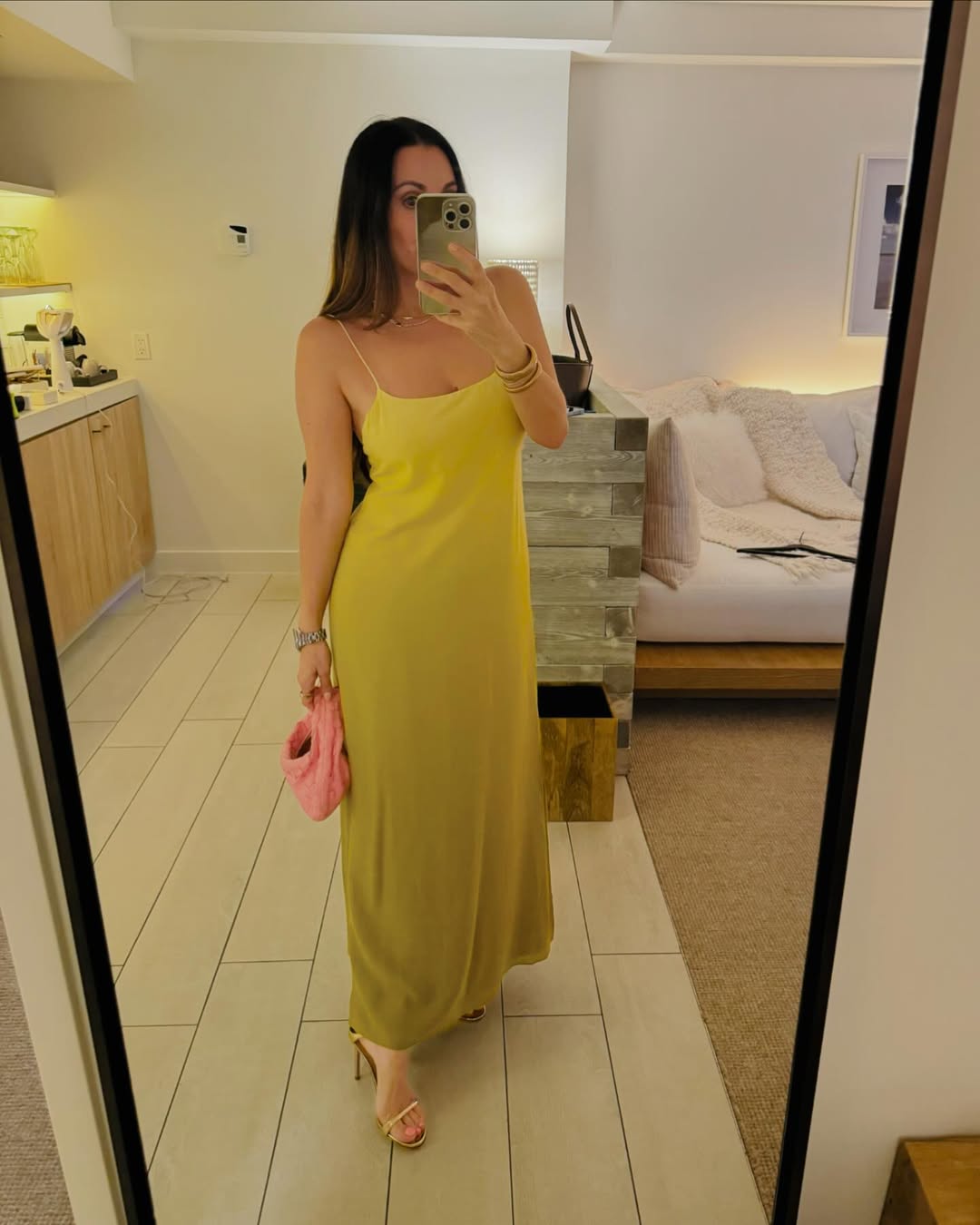 staud brown and yellow dress Staud Bellamy Dress main image 1