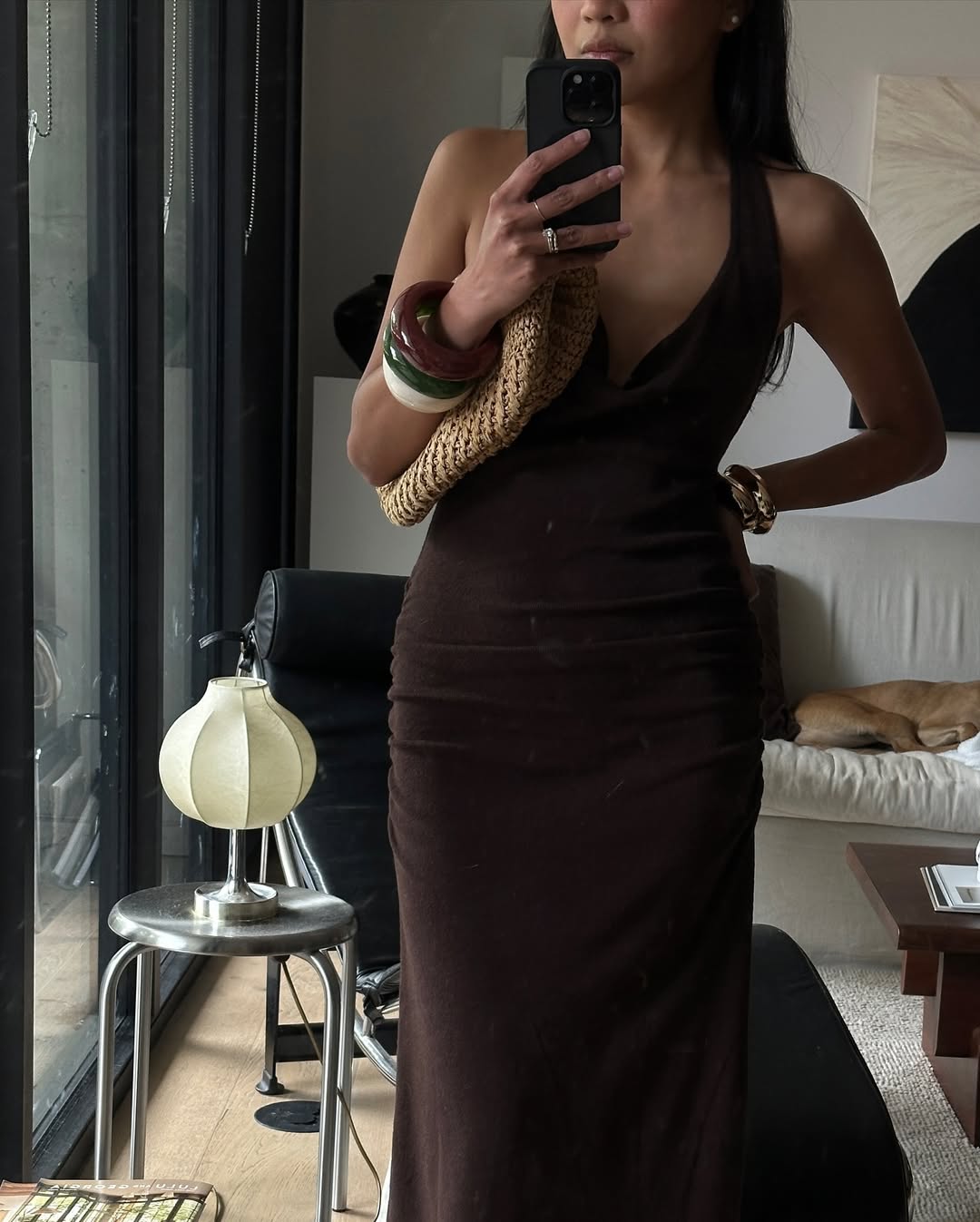 knee length dresses for ladies Andrea Iyamah Women's Ratu Mesh Dress - Caramel