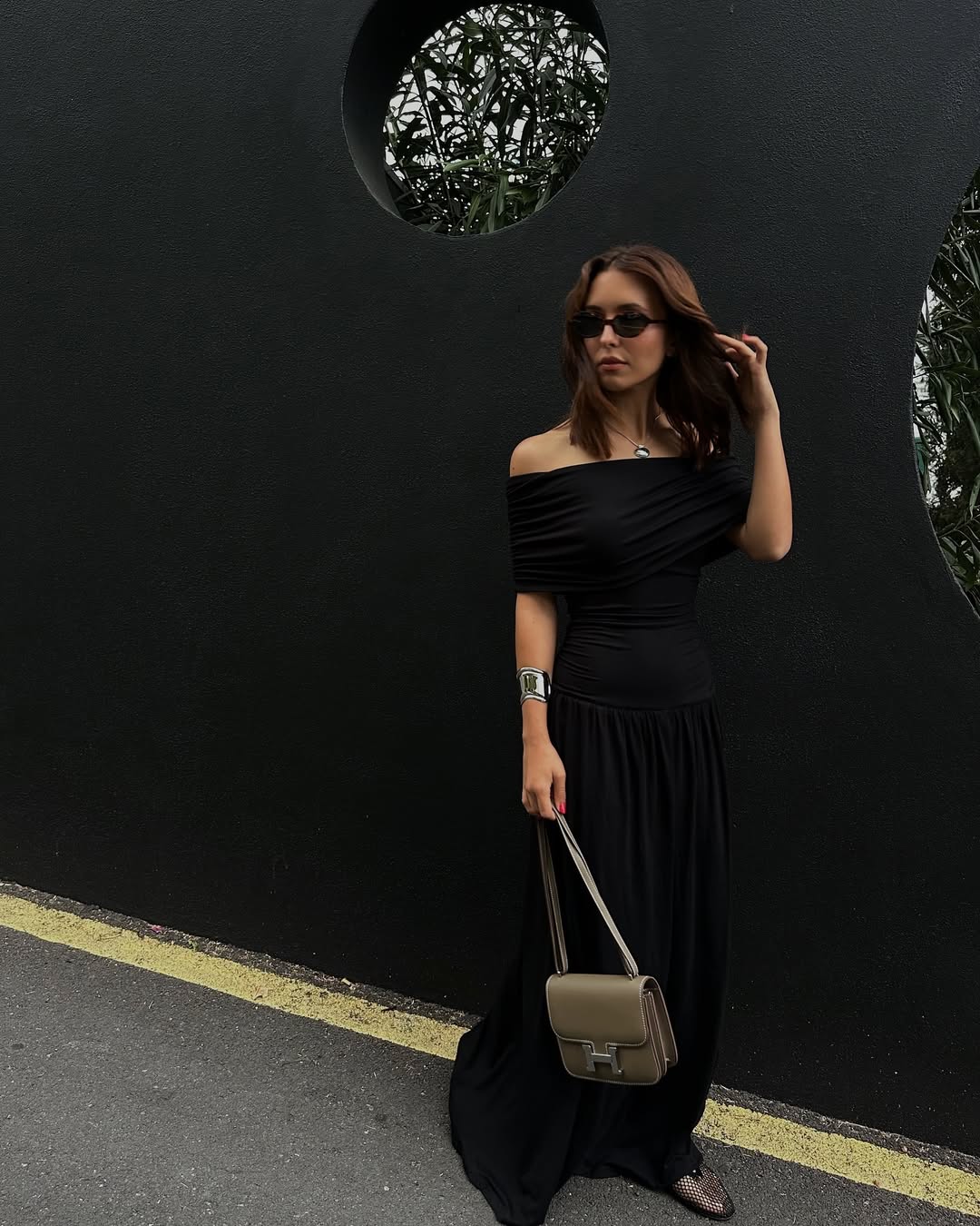 chinese dress ladies Amarantha Pleated Jersey Knit Off-Shoulder Dress