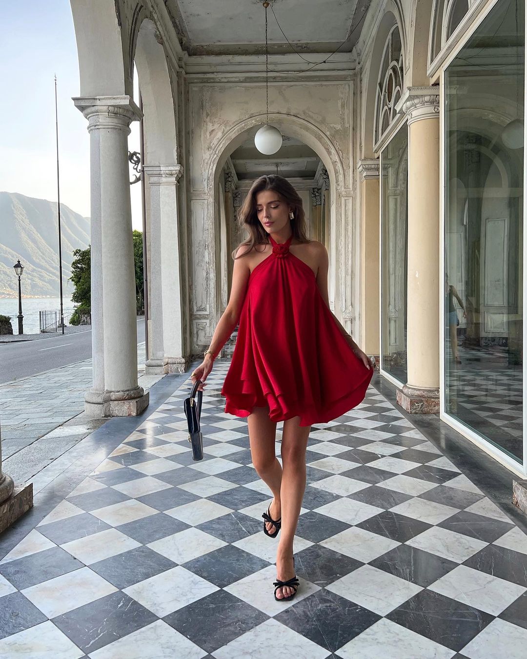 strapless open back dress Two Piece Tight Red Sequins Homecoming Dress – Modsele main image 0