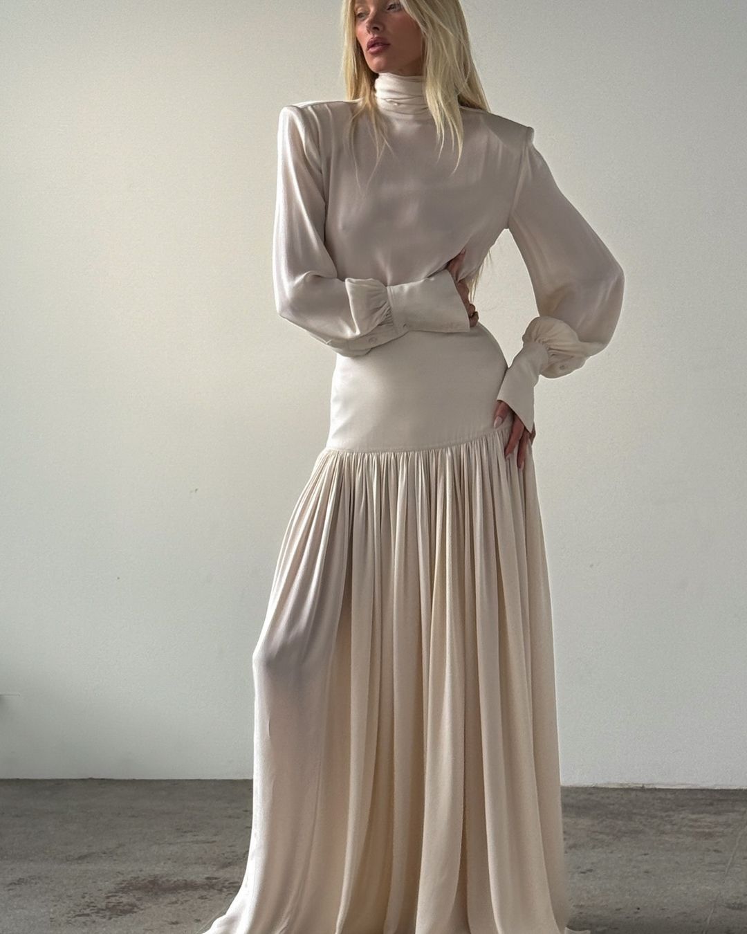 Rabanne - Turtleneck Lace Long Dress | Plush