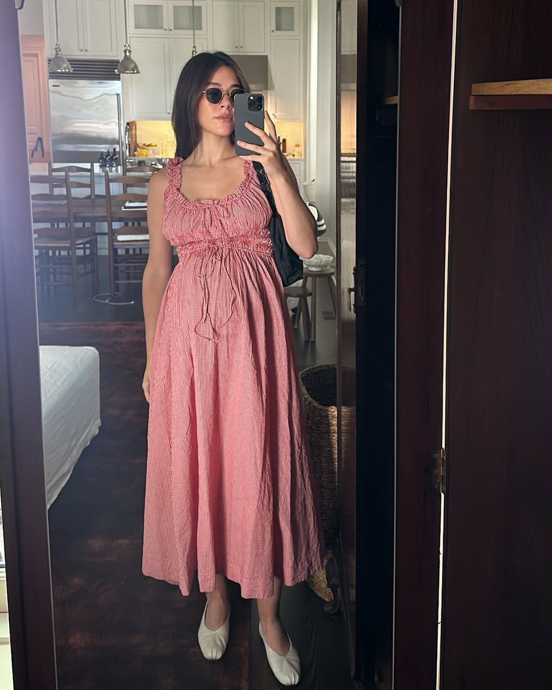 chinese dress ladies Farm Rio 3D Floral Linen Midi Dress main image 1