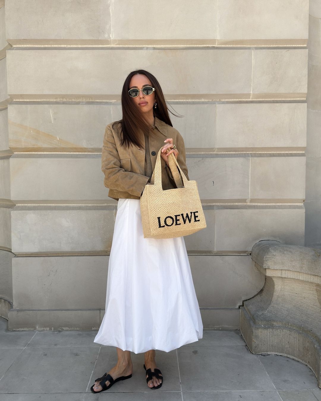 Valentino VGold cotton gabardine midi skirt Plush