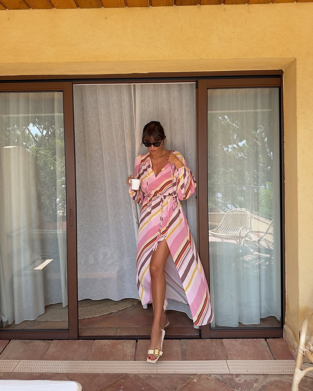 white christmas dresses Lorena Striped Linen Maxi Dress main image 1