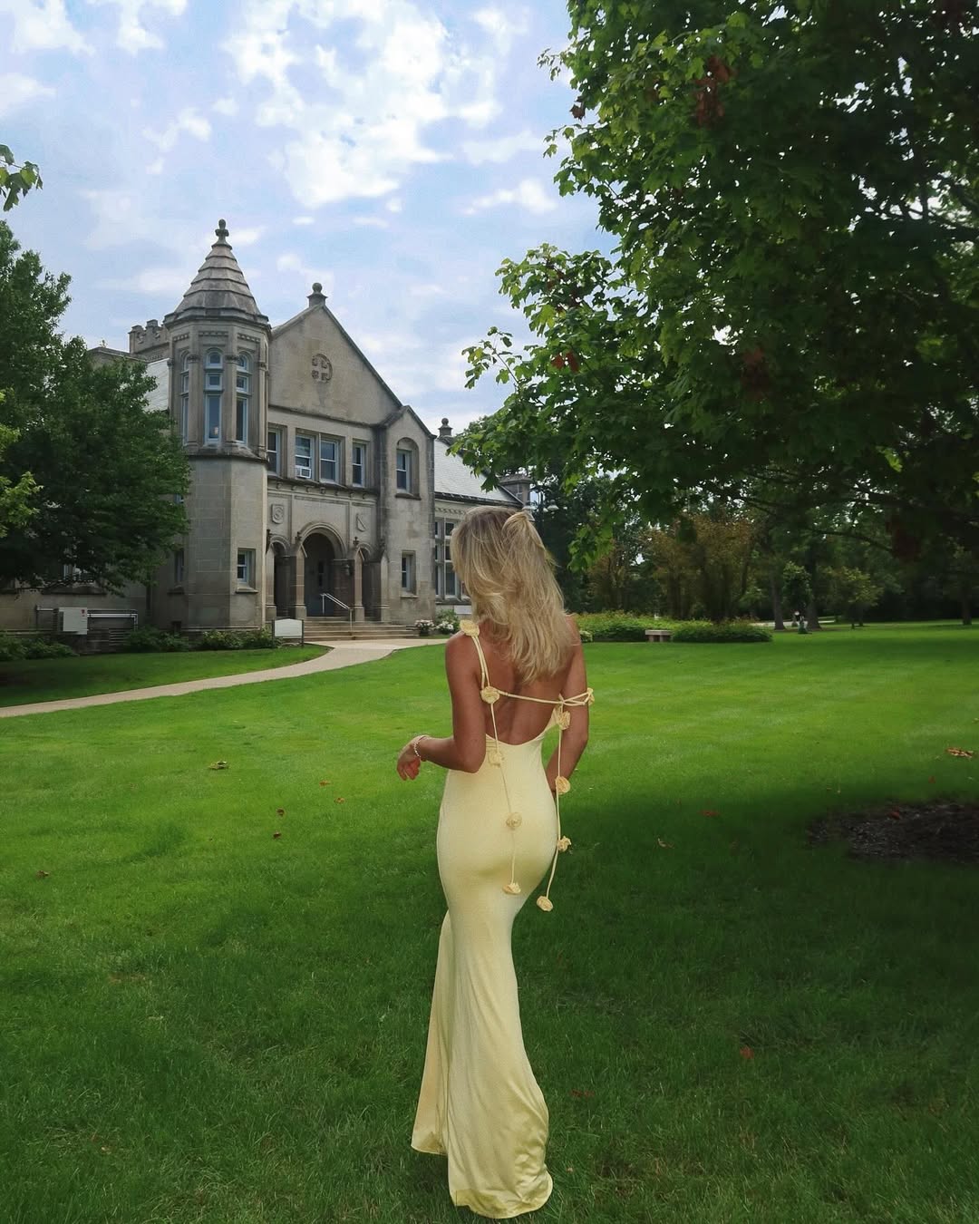 Meshki - Bella Satin Halter Maxi Dress - Lemon | Plush