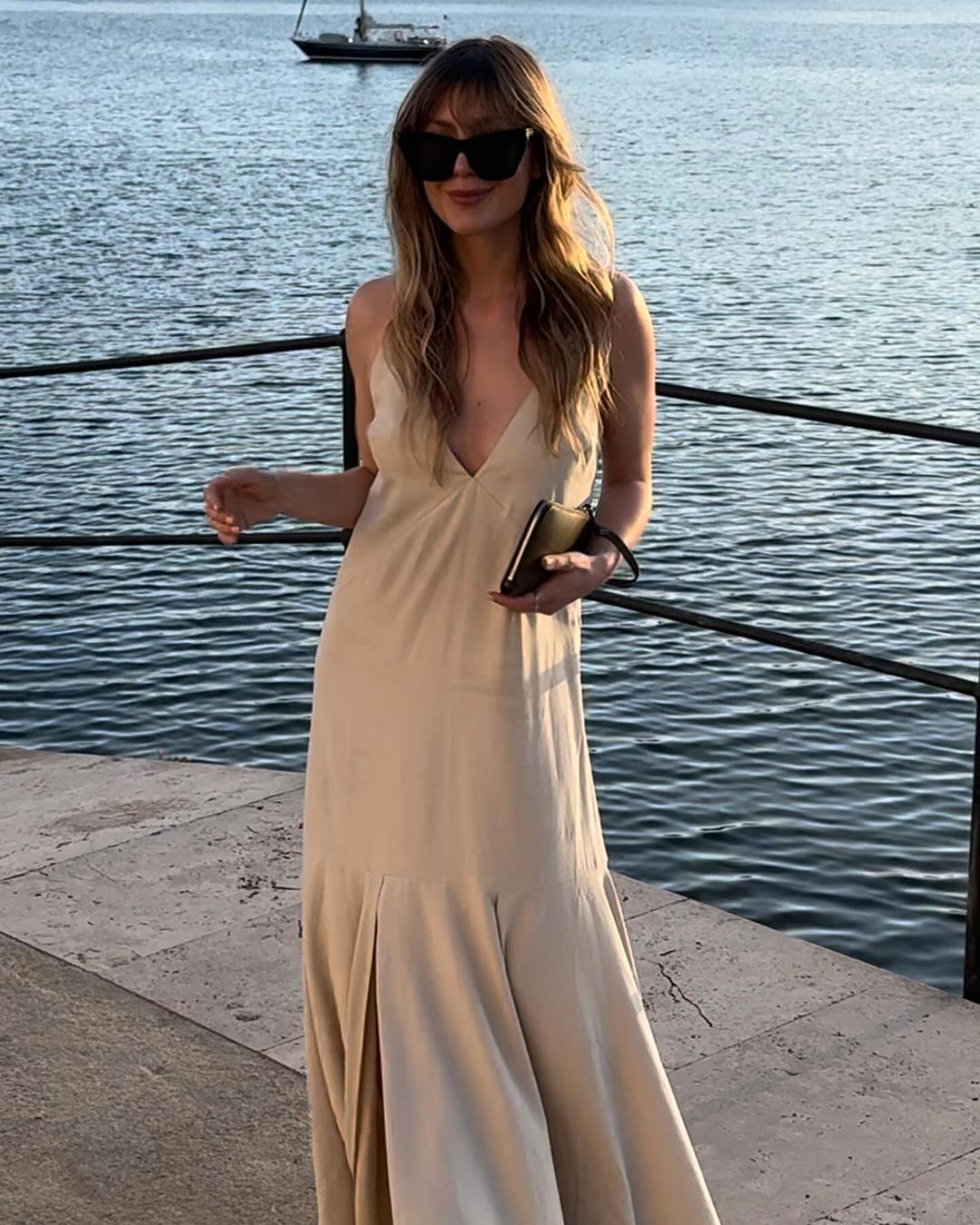 knee length dresses for ladies LA LUNE PLUNGED CROSS BACK MAXI DRESS | BLACK | DRESSES main image 0
