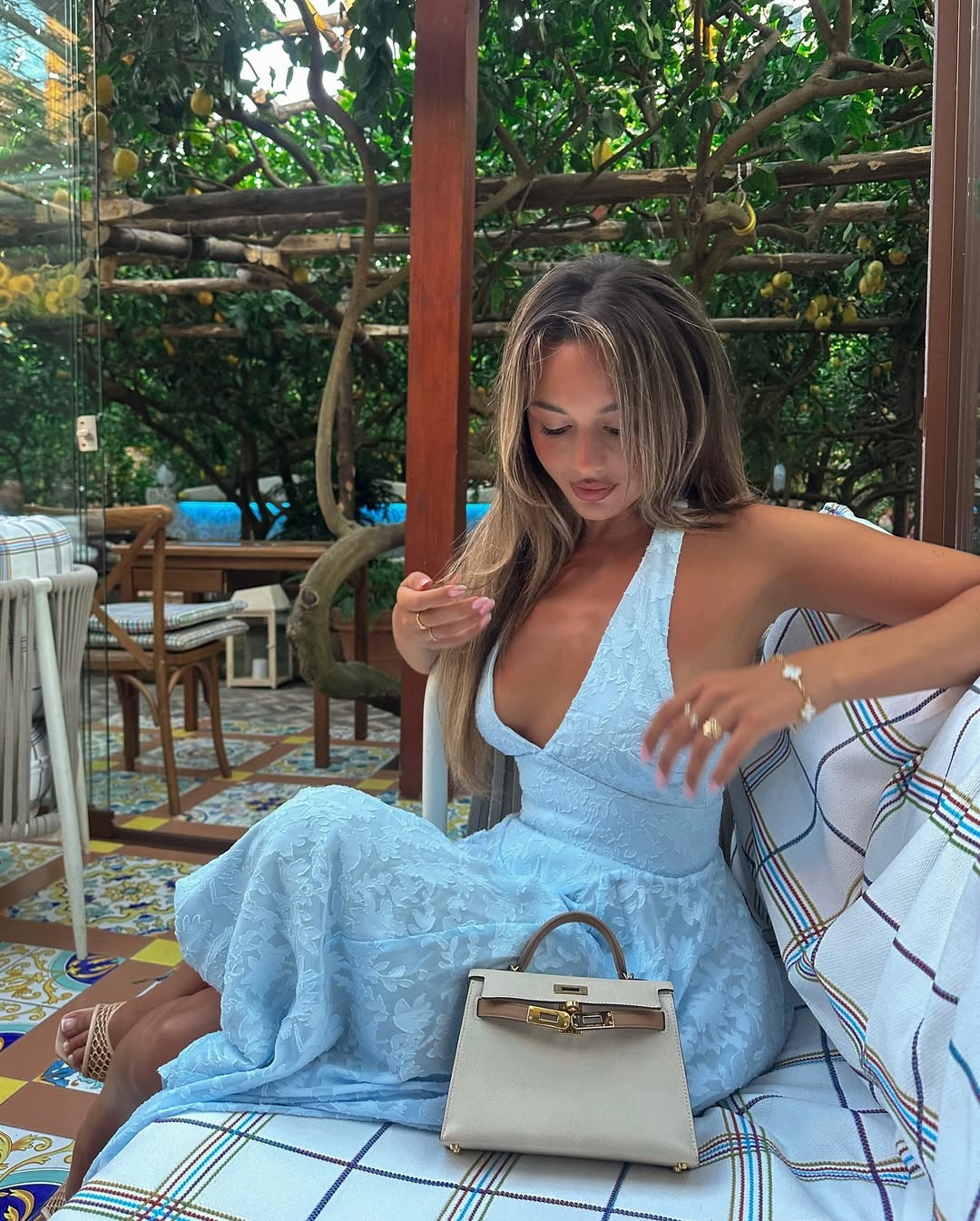 Jardin des Orangers Cotton, silk, and cashmere midi dress Plush