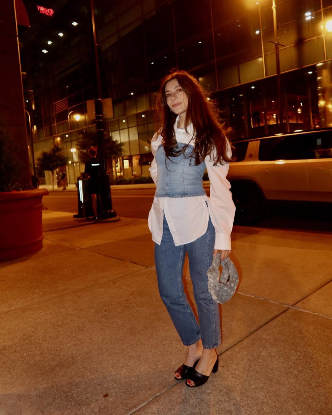 GRLFRND Ciarra Denim Bustier Top Plush