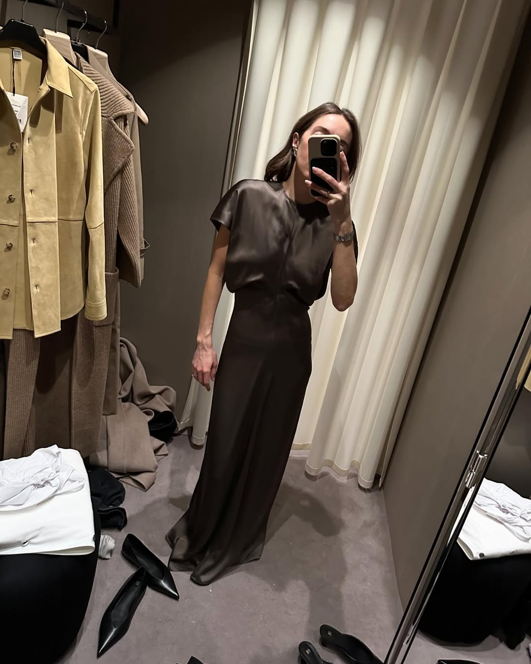 Staud - AMELIE LINEN DRESS | DARK OAK | Plush