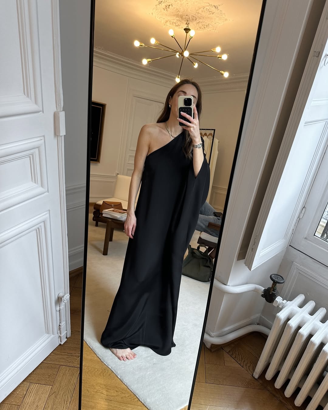 chinese dress ladies Athena One Shoulder Diamante Maxi Dress - Black