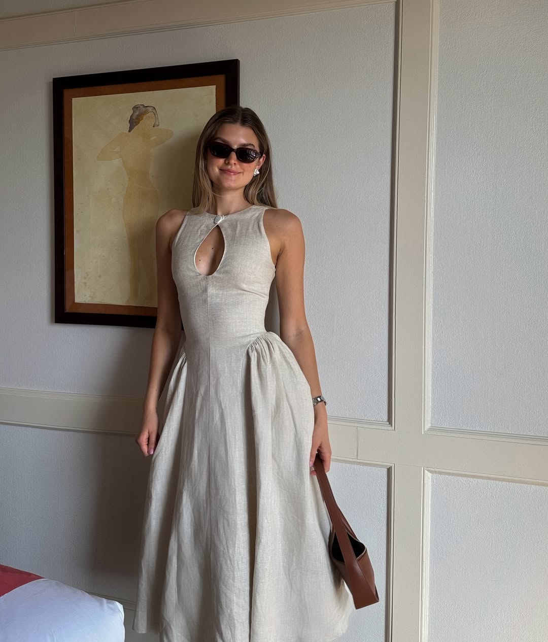 knee length dresses for ladies Zimmermann - Natura Buttoned Midi Dress (Size 1) – Goldie's main image 1