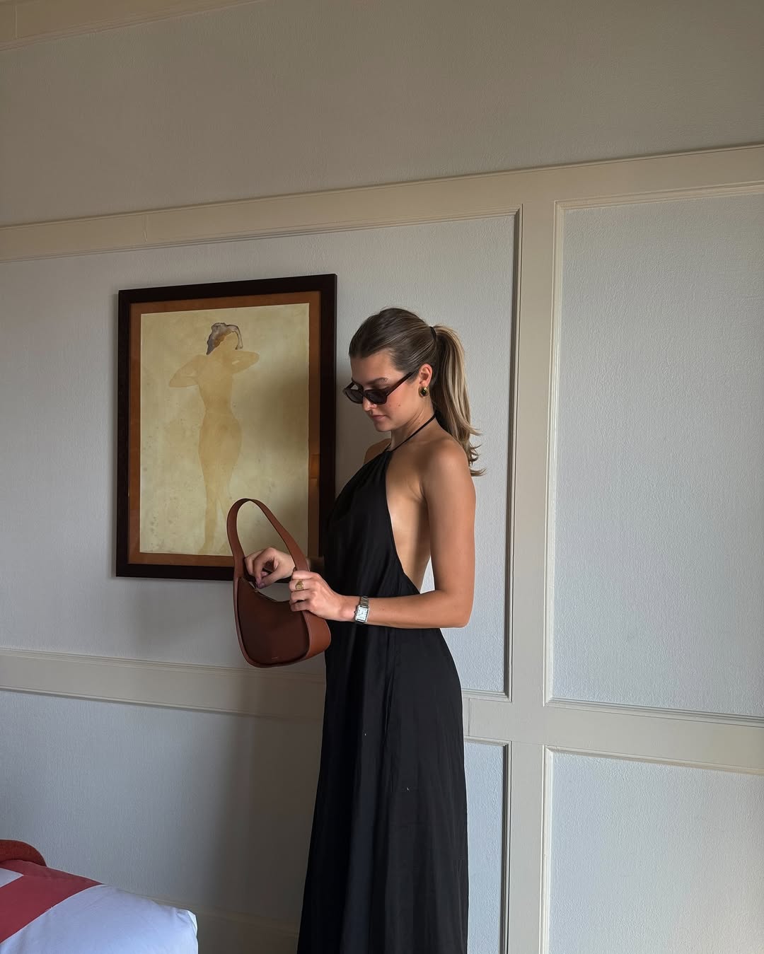 long black dress with white trim Marissa Black & White Trim Midi Dress main image 0