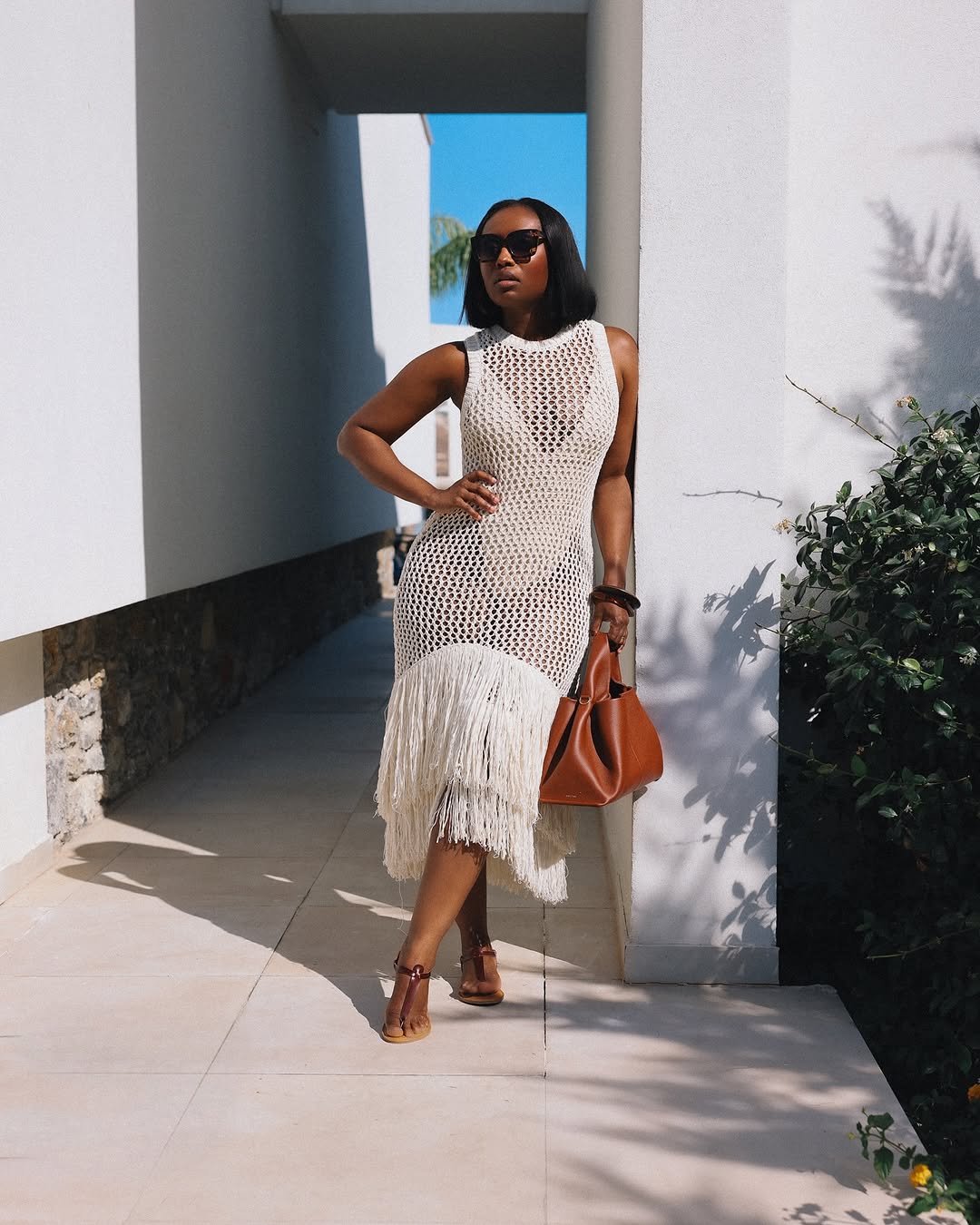 sabine knit dress Tuckernuck - Black and White Stripe Fringe highlight-soft-velvet-top