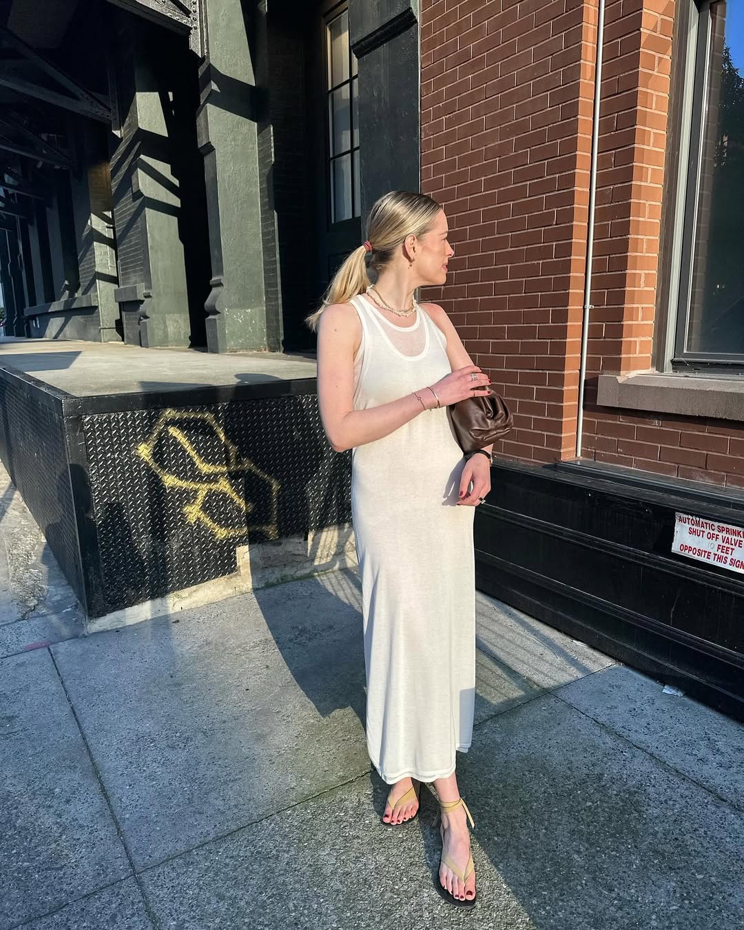 brandon maxwell katya rib knit dress Brandon Maxwell The Katya Sheer Knit Maxi Dress - Ivory