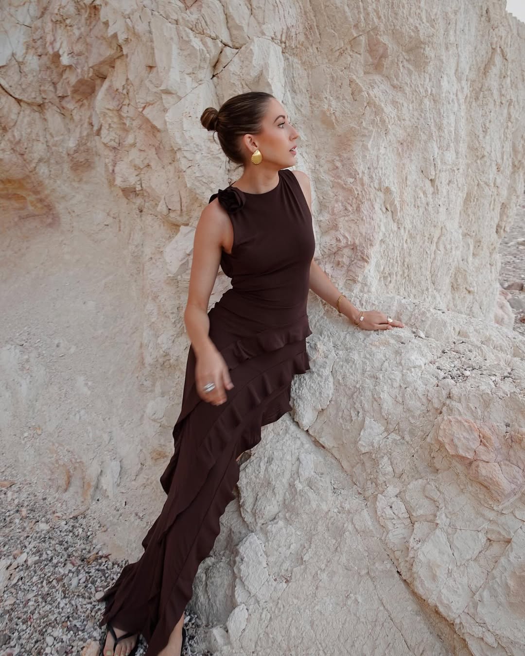 jersey draped dress Regenerated Jersey Draped Dress (WDR243-RJER0015-BLACK) main image 0