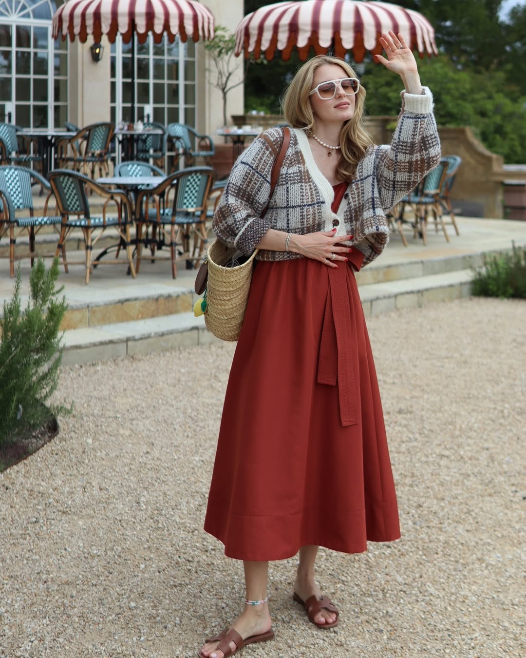 FARM Rio - Embroidered striped cotton and linen-blend midi dress | Plush