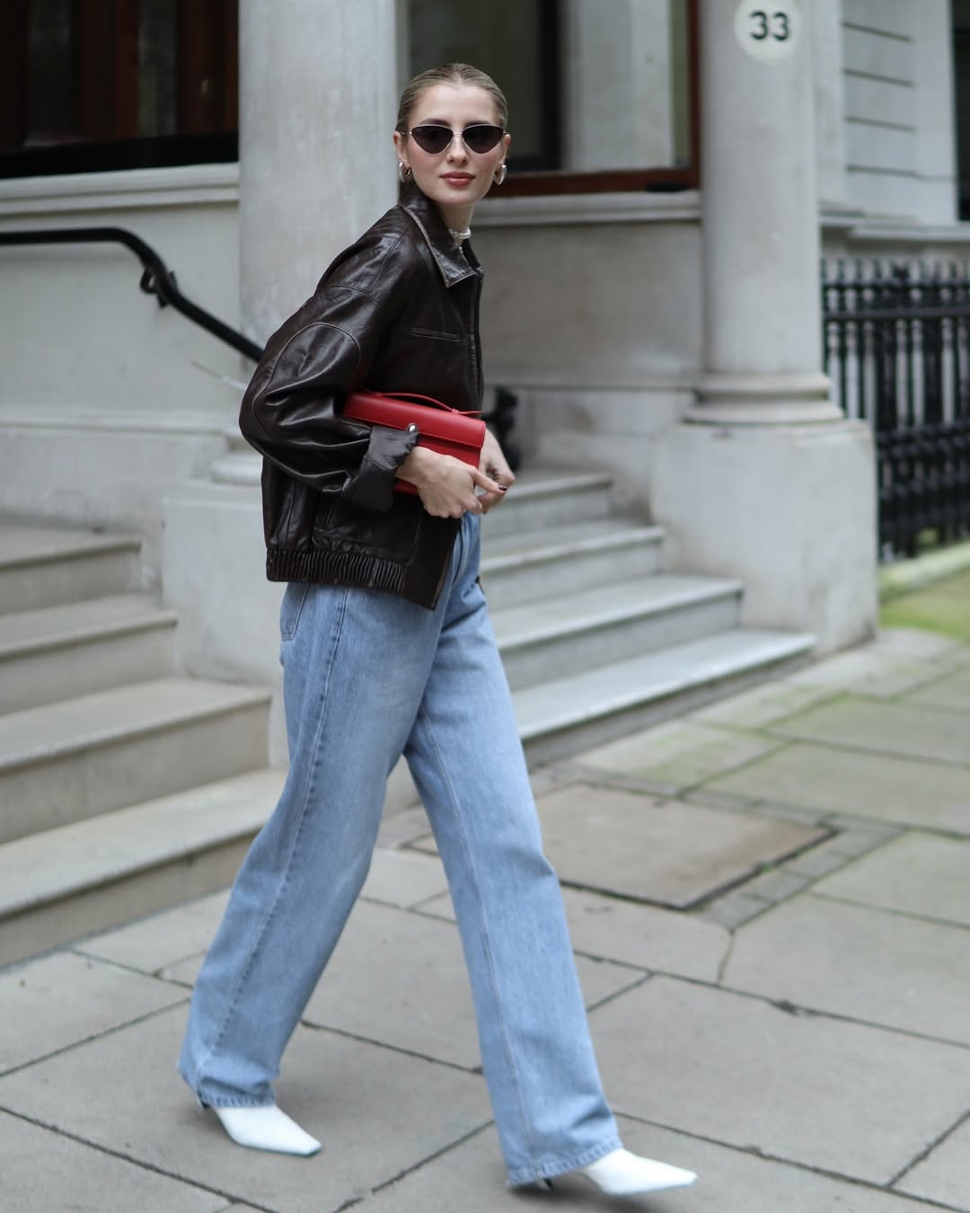 Acne Studios Distressed leather bomber jacket Plush